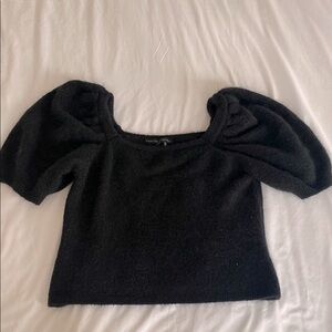 English Factory Black Puff Sleeve Top